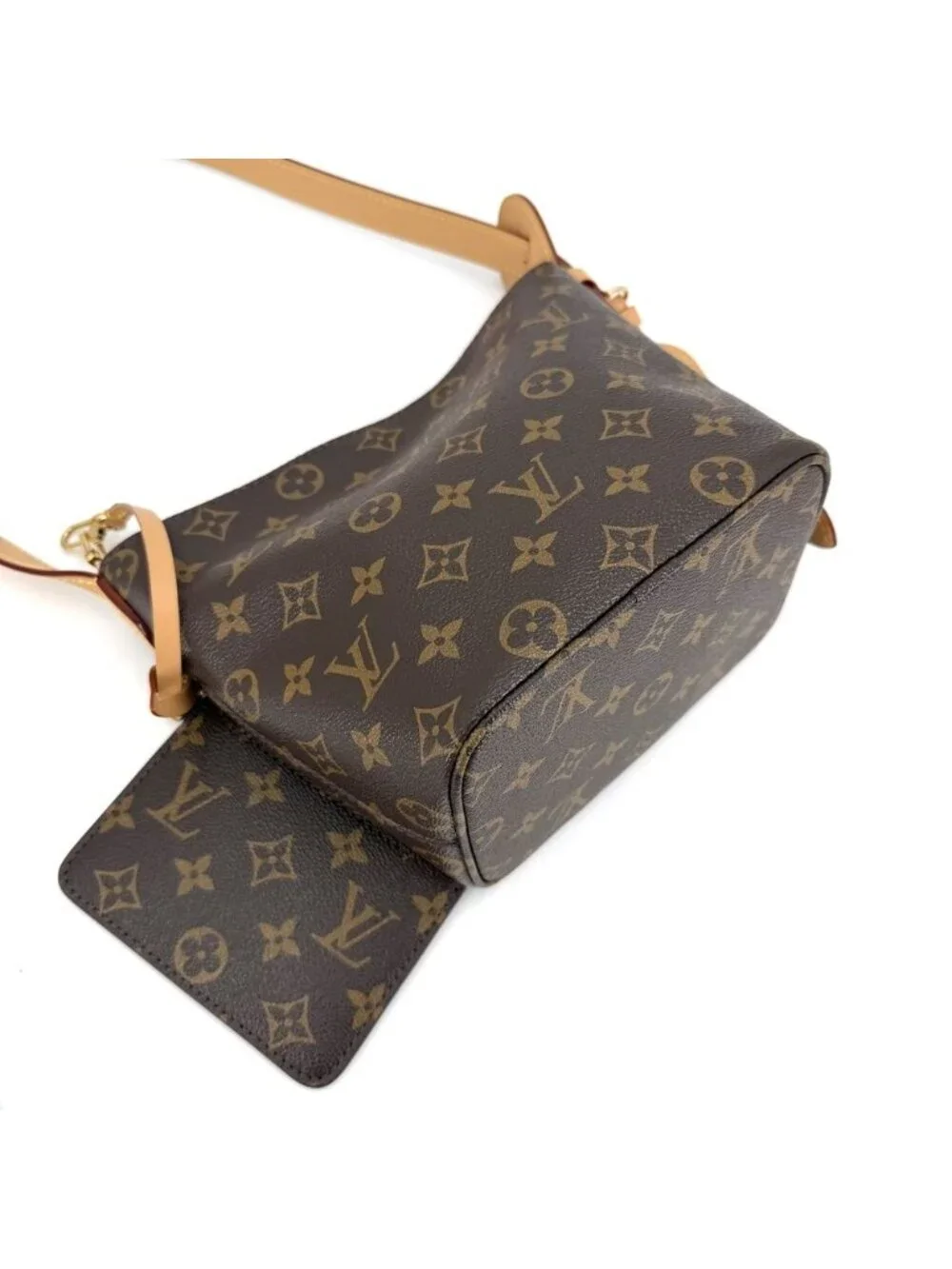 Louis Vuitton 2-Way Monogram All in BB Bucket Bag Crossbody Brown Gold Vintage